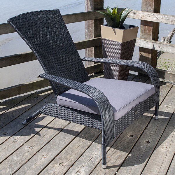 Black wicker muskoka lounge chair